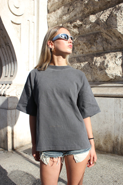 Anthracite Grey Cropped Tee 300 GSM Anthracite Logo